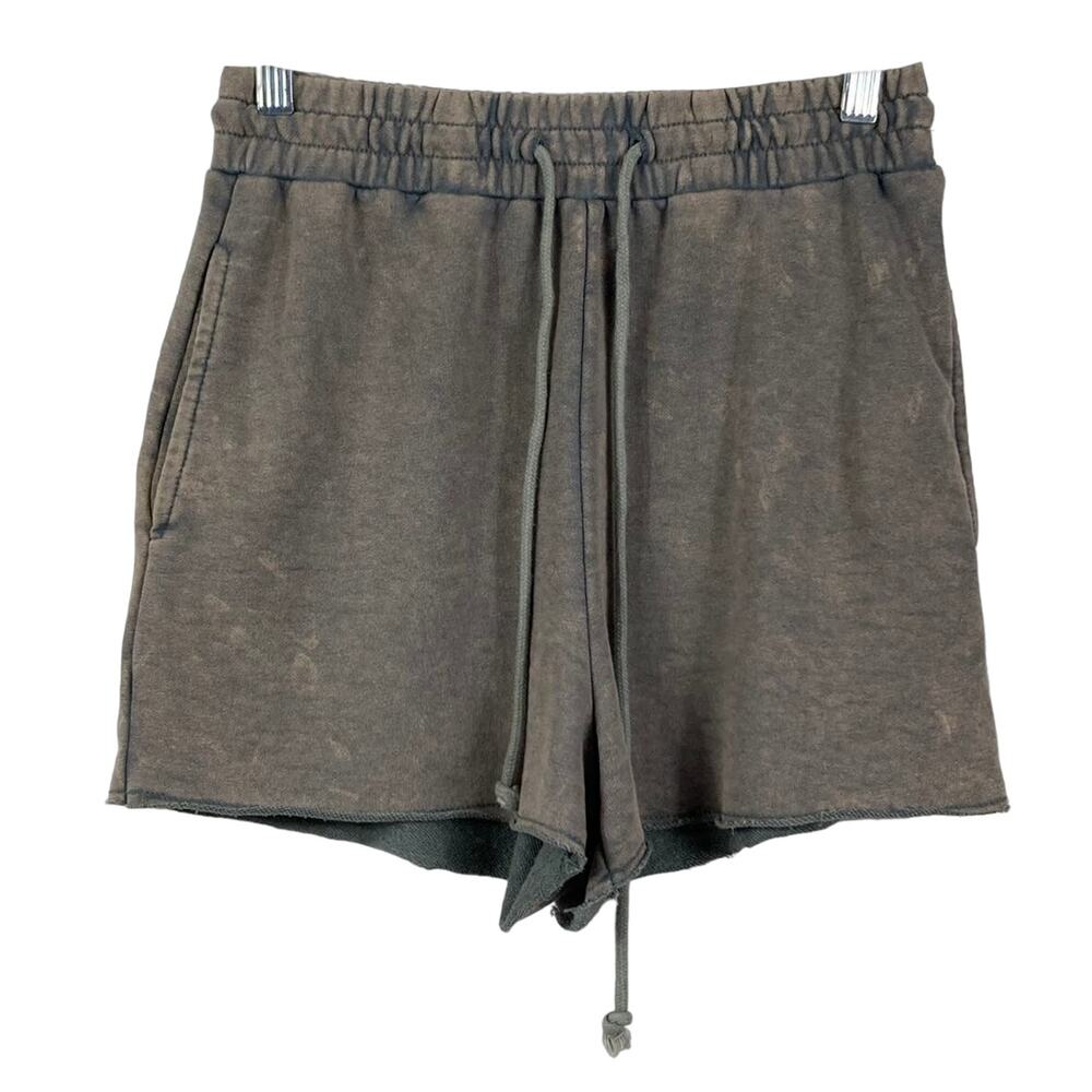 NWOT SEEK THE LABEL Shorts XS Grey Fleece Acid-Wash Raw-Hem Drawstring Sweat